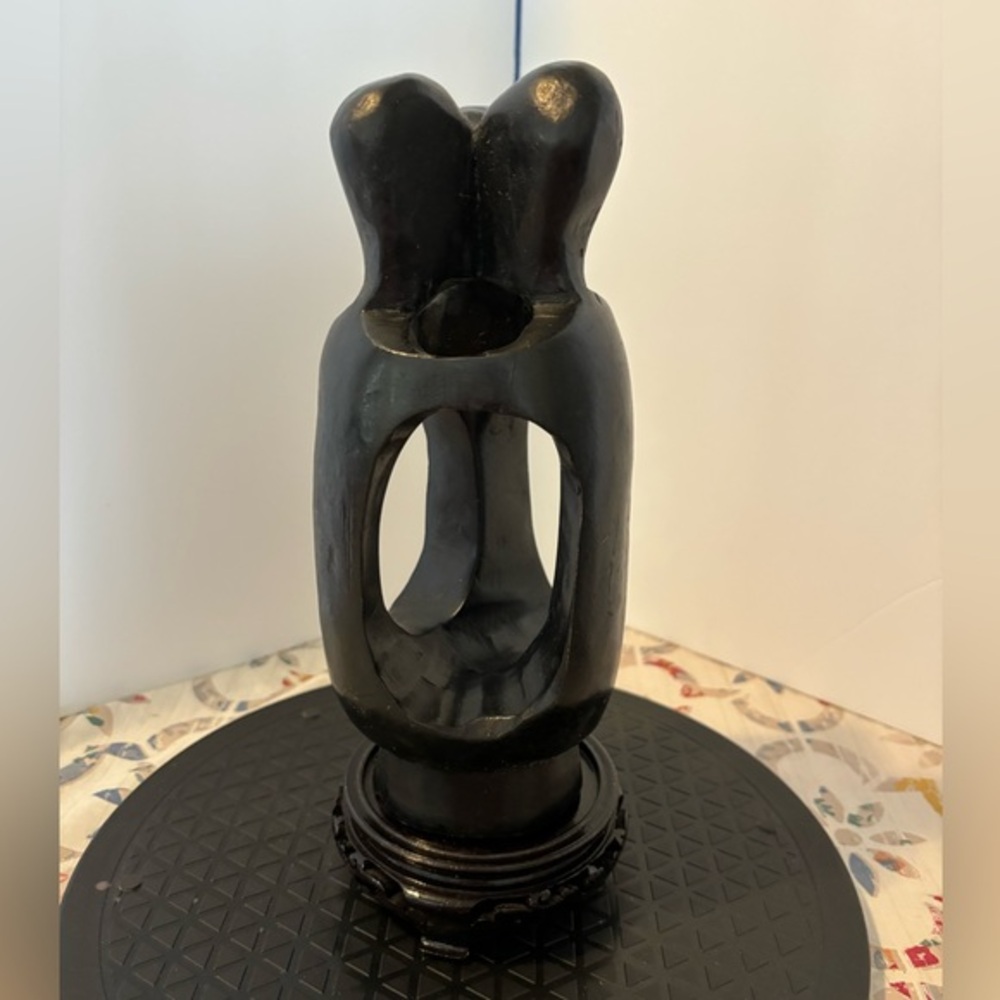 Vintage Wooden Carving Thruple Friendship Family
